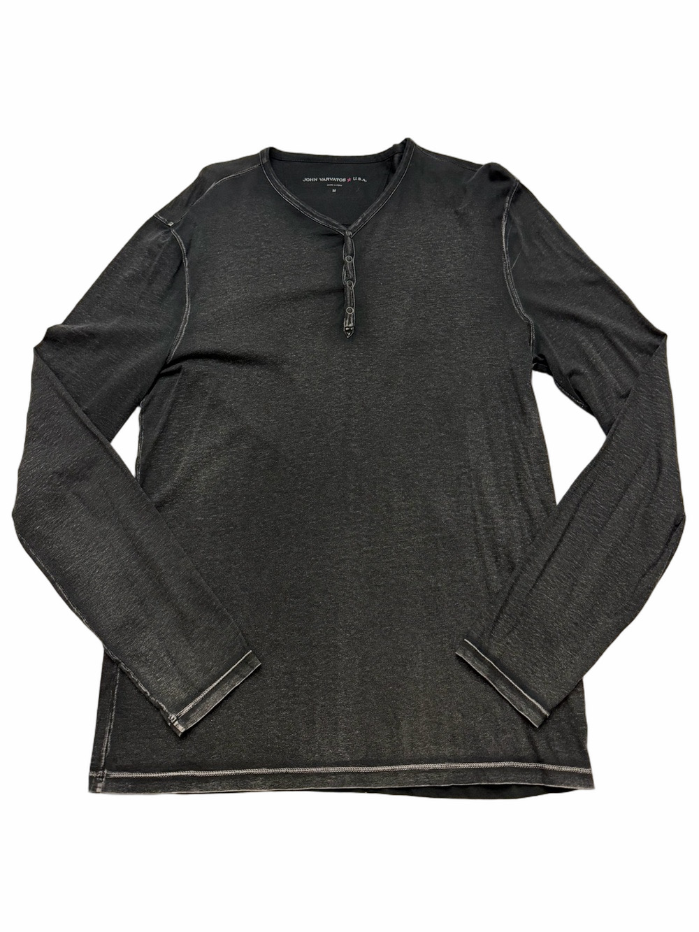 John Varvatos USA Star Logo Black Long Sleeve Shirt Cotton Medium Casual